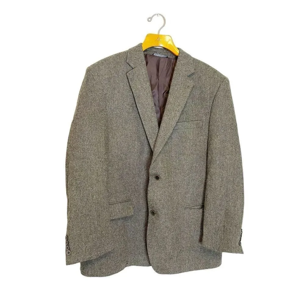 Lanificio di Pray 48R Blazer Sport Coat S.‎ Cohen Perlis Brown Wool Cashmere